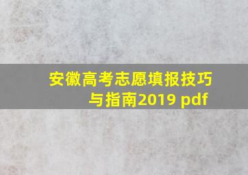 安徽高考志愿填报技巧与指南2019 pdf